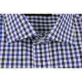 Autumn Long Sleeved Men Blue Plaid Shirt